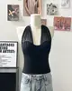 Camisola de Verão Feminina com Design que Marca a Cintura, Corte Justo Curto, Top Sexy com Gola Halter, Costas Bonitas, Peça de Roupa com Bojos Fixos