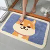 Alfombrilla antideslizante para baño, alfombrilla de puerta de inodoro de Shiba Inu de dibujos animados para dormitorio, alfombra de mascota aterciopelada, alfombrilla de suelo absorbente para baño