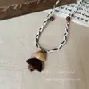 Collar Trenzado de Cuerda con Perlas de Piedra Natural para Mujer, Cadena para Clavícula de Piedra Ojo de Tigre Estilo Chino Nuevo Vintage, Accesorio Largo Colgante para el Cuello con Manchas