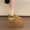 Botas de Nieve con Suela Gruesa para Mujer Invierno 2026 Nuevas Botas Cortas sin Cordones del Noreste Acolchadas de Terciopelo Cálidas Botas de Algodón Botas de Pan