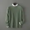Suéter Baicai Rong Outono/Inverno Novo Lã Pura Masculino Gola Redonda Tricô Jacquard de Alta Qualidade Business Camada Base Simples de Tricô