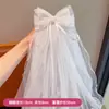 Presilha de Cabelo Infantil para Meninas, Laço de Coroa, Presilha com Borda de Véu, Acessório de Cabelo de Princesa Bordado Estilo Coreano