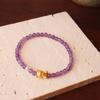 Pulsera de Turmalina Natural Amatista Granate Pulsera de Oso Estampado para Mujer Cuerda Estilo Ins Joyería de Cristal