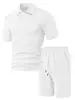 Ropa para hombre TK transfronteriza conjunto de camiseta casual para hombre primavera-verano nuevo, conjunto de shorts de manga corta con cuello vuelto de jacquard fino de comercio exterior para hombre