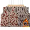 Roupas de outono e inverno femininas para mulheres de meia-idade e idosas: colete com forro de fleece, espesso e quente, com estampa estilo vovó, adequado como camada interna ou peça externa
