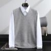 Chaleco de Lana para Hombre Suéter Jersey Tejido Juvenil Cuello Sin Mangas Lana Cachemira Nuevo Otoño Invierno Jersey Beige Camello