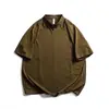 Camiseta de manga corta con cremallera media, cuello alto estilo americano y estructura de empalme Nanxia para hombre, top casual deportivo de color liso para verano