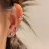 Pendientes de Emperatriz para Mujer Aguja de Plata S925 Diamante Completo Microincrustado Circonita Cruz Simple Versátil Pendientes Pequeños de Botón Joyería