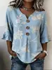 Transfronteiriço 2026 Nova Roupa Feminina Europeia e Americana Amazon Verão Feminino Gola V Algodão Linho Camisa Moda Botão Top para Mulheres