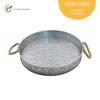 Bandeja Redonda de Ferro Galvanizado Estilo Americano Corda de Cânhamo Mão a Mão Metal Ferro Bandeja para Frutas Cerveja Bandeja de Ferro Galvanizado