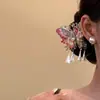 Mariposas Bailando Entre Flores~Pinza para el Cabello de Mariposa Rosa Estilo Étnico para Mujeres Clip Lateral Trasero de la Cabeza Borla Accesorios para el Cabello Hanfu
