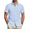 Comércio Exterior 2025 Novo Verão Manga Curta Cor Sólida Cardigã Masculino Camisa Casual Camisa Formal Roupa Masculina
