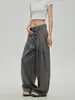 Moda Transfronteriza Retro Diseño Americano Plisado Texturizado Casual Caída Holgado Pierna Recta Tendencia Marca Silueta Retro Pantalones de Vestir