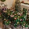 Nova capa de cadeira elástica universal tudo incluído com estampa decorativa de Natal, conjunto de toalha de mesa, capa de cadeira para mesa de jantar em casa