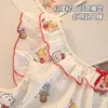 Estilo Nuevo de Verano Algodón Nube Tirantes para Niña con Almohadilla en el Pecho Lazo Casual Dulce Conjunto de Ropa para el Hogar para Mujer