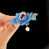 Clip para el pelo de borla corta retro inteligente nuevo de fábrica, tocado con perlas azul quemado, encanto clásico de palacio, venta al por mayor