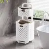 Cesta para Ropa Sucia de Múltiples Capas Cesta de Almacenamiento de Ropa Baño Almacenamiento de Baño Cesta para Ropa Sucia Extraíble Cesta de Ropa Sucia de Tres Capas Montada en Pared