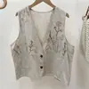 Nuevo Chaleco Bordado de Algodón y Lino Estilo Chino, Nueva Moda de Verano Artístico Moderno Elegante Chaleco sin Mangas para Mujer