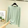 Camiseta Modal Raglan Manga Longa Feminina Outono Inicial Nova Gola Redonda Solta Tamanho Grande Camada Base Versátil Pijama Top Fino