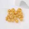 Oro Real de 18K Bola Hueca Perlas Chapadas en Oro de 14K Perlas Sueltas Perlas de Malla Hueca Perlas de Melón Espaciadores para Pulsera Accesorios para Manualidades D80
