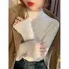 Camisa Básica Interna Feminina 2023 Novo Outono e Inverno Malha Top Suéter de Cashmere Gola Alta Meia Primavera e Outono