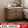 Mesita de Noche de Madera Maciza Modelo Minimalista Moderno 2025 Uso en Dormitorio Hogar Apartamento Pequeño Gabinete de Almacenamiento de Noche de Lujo Ligero