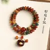 Nuevo Pulsera de Raíz de Bodhi Estilo Chino con Ricas Cuentas de Ábaco de Dunhuang, Diseño de Doble Círculo, Adecuado para Estudiantes, Suave y Elegante, Pulsera de Cuentas de Oración Budista al por Mayor