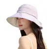 Sombrero de Sol de Color Sólido Simple Estilo Coreano de Ala Ancha para Mujer, Protección UV de Verano, Copa Suave, No Voluminoso, Elegante Sombrero de Pescador