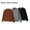 Suéter de Tricô Falso Duas Peças Estilo Retro Americano Outono 2025 Estilo Preguiçoso de Alta Qualidade Jaqueta Tendência para Casal Moda