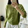 Cardigã de tricô feminino com fio brilhante, gola redonda, vazado, novo design outono/inverno 2026, jaqueta suéter solta e versátil