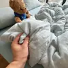Hilo de doble capa YU ~ Juego de cuatro piezas de gasa de doble capa de grado materno e infantil Corazón de niña francesa Algodón Juego de tres piezas para dormitorio Ropa de cama