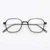 1203B Montura de gafas de acero plástico poligonal estilo coreano para mujer, ultraligera para miopía, titanio, color té, café, artística, retro, para estudiante
