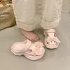 Sandalias Zueco Estilo Dulce con Lazo 2025 para Mujer, Zapatos de Playa Cerrados Antideslizantes de Suela Gruesa, Sandalias Casuales de Playa para Exteriores