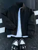 Jaqueta bomber curta desconstruída estilo americano, nova coleção de outono, jaqueta baseball para homens, corte solto, plus size, gola alta