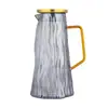 Botella de agua fría para el hogar con patrón de glaciar de aspecto elegante, gran capacidad, botella de agua de vidrio transparente, resistente a altas temperaturas, juego de botella de agua fría simple