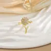Anel Rotativo Personalizado para Mulheres com Zircônia Micro-Incrustada, Elegante e Descolado, Sensação de Luxo, Anel Redondo Full Diamond Versátil Joia