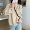 Suéter Solto Cor Sólida com Borda Enrolada Retrô Top Feminino Outono Inverno Novo Macio Grudento Estilo Casual Pulôver Malha Moda Feminina