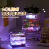 Acuario Pequeño de Plástico con Pegatinas, Cuadrado Multifuncional Hidropónico de Plantas de Escritorio Ornamental Ecológico, Tanque Transparente para Tortugas