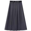 Falda de Traje Gris Talla Grande para Mujer, Otoño 2026, para Figuras Petites y Curvy, Falda Plisada, Falda de Línea A de Longitud Media