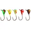 Anzuelo de Pesca con Cabeza de Plomo en Forma de Cara Roja de Gota de Agua de 5 Colores Transfronterizo 1g Micro Colorido Anzuelo de Pesca para Hielo Cebo Blando Señuelo Pescado