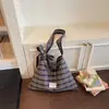 Bolsa Tote Xadrez Preguiçosa para Mulheres, Grande Capacidade, Versátil para o Dia a Dia, Bolsa de Mão Retrô, Nova Estampa de Lona 2026, Bolsa de Compras