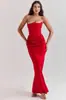 2025 Novo Estilo Europeu e Americano Tomara-que-caia de Uma Alça Tubinho Seda Brilhante Glitter Fino Laço Vestido Slim de Linha A Moda Festa Feminina