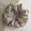 Goma para el pelo de encaje a cuadros estilo coreano para mujer, Lazo para el pelo de moda, Accesorio para moño grande con un toque de alta gama
