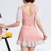 Traje de baño para mujer 2025 nuevo deseo puro a cuadros traje de baño de estudiante dividido ángulo plano vientre delgado traje de baño de aguas termales al por mayor