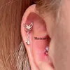 Arete de hueso de oreja con borla de mariposa y circonita, aretes de tuerca de tornillo, mini aretes exquisitos