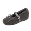 Zapatos Mary Jane cálidos para mujeres petite, con aumento interno de altura, adecuados para otoño e invierno, de corte bajo, forrados de felpa, en blanco y marrón