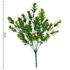Cachos de Plantas Verdes Artificiais Transfronteiriços, Arranjos de Flores de Planta Grama de Milão, Flores Artificiais para Interior, Enfeites Decorativos de Flores Artificiais Atacado