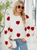 Blusas para Mujer con Corazón Irregular Tridimensional de Cuello Redondo, Suéter de Punto Pullover Estilo Perezoso para Abrigo, Diseño de Corazón para el Día de San Valentín