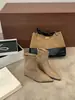 Botas de moda Chuyuji estilo europeo y americano con tacón de cuña y punta fina para mujer, nuevo modelo 2026, elegantes botas cortas estilo Martin con cremallera trasera