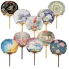 Leque Estilo Japonês Flor de Cerejeira com Decoração de Franja Pendurada, Superfície de Seda, Leque de Palácio, Leque Refrescante de Verão, Especial Transfronteiriço